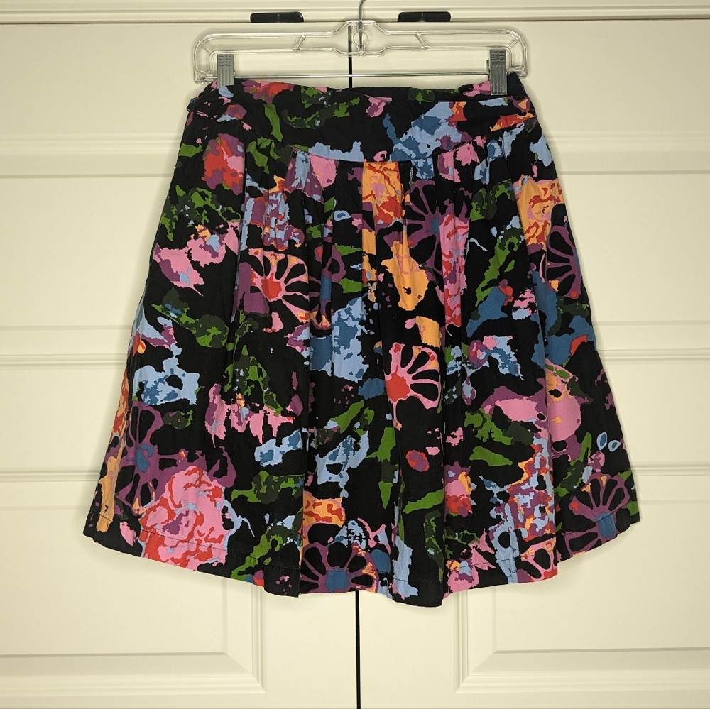 THAKOON for Target Juniors Size 5 Black Floral Pleated Skirt Front Tie - Picture 3 of 8